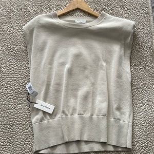 Babaton (Aritzia) Shoulder Pad Tank Shirt in Matte Pearl